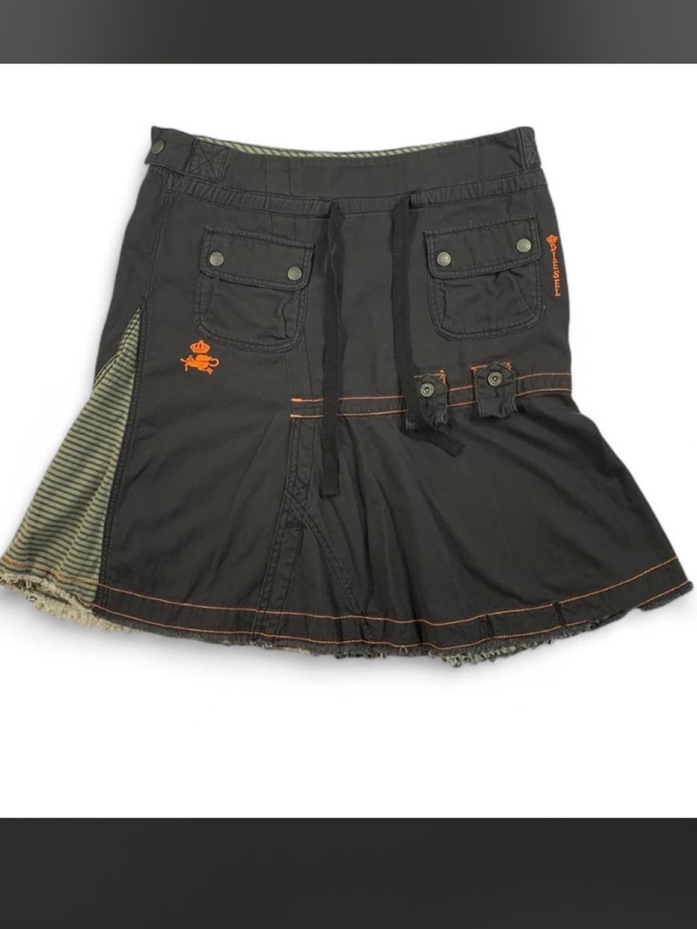 VTG Y2K Diesel Midi Skirt Cargo Low Rise Asymmetrical Utility Cyber Punk Grunge